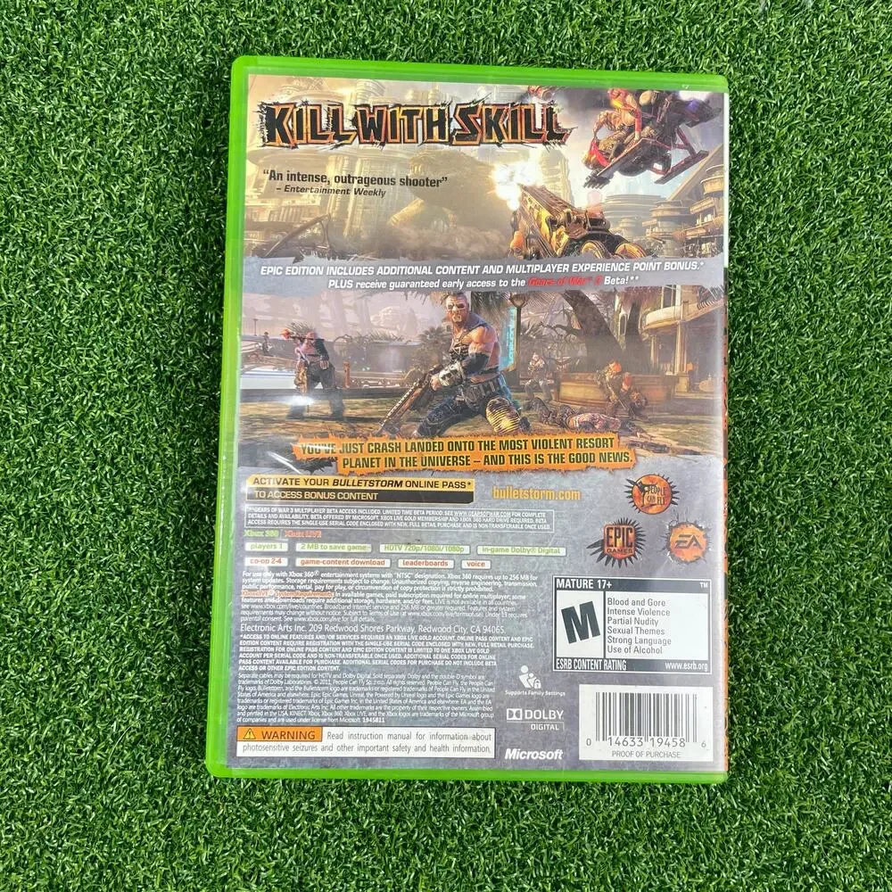 Bulletstorm Epic Edition (Microsoft Xbox 360, 2011) No Manual Tested Working
